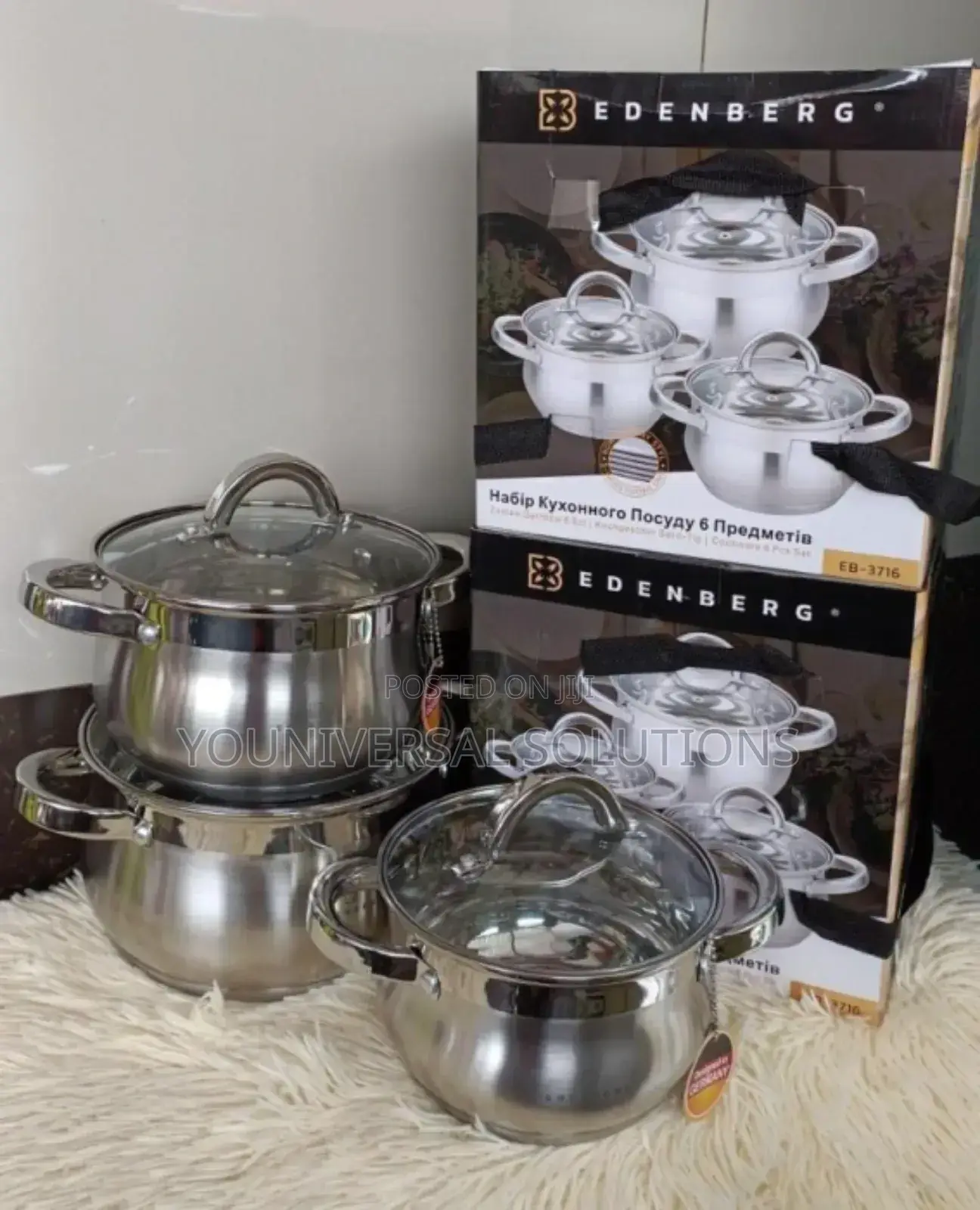 6 Pieces Edenburg EB-3716 Stainless Steel Cookware Set