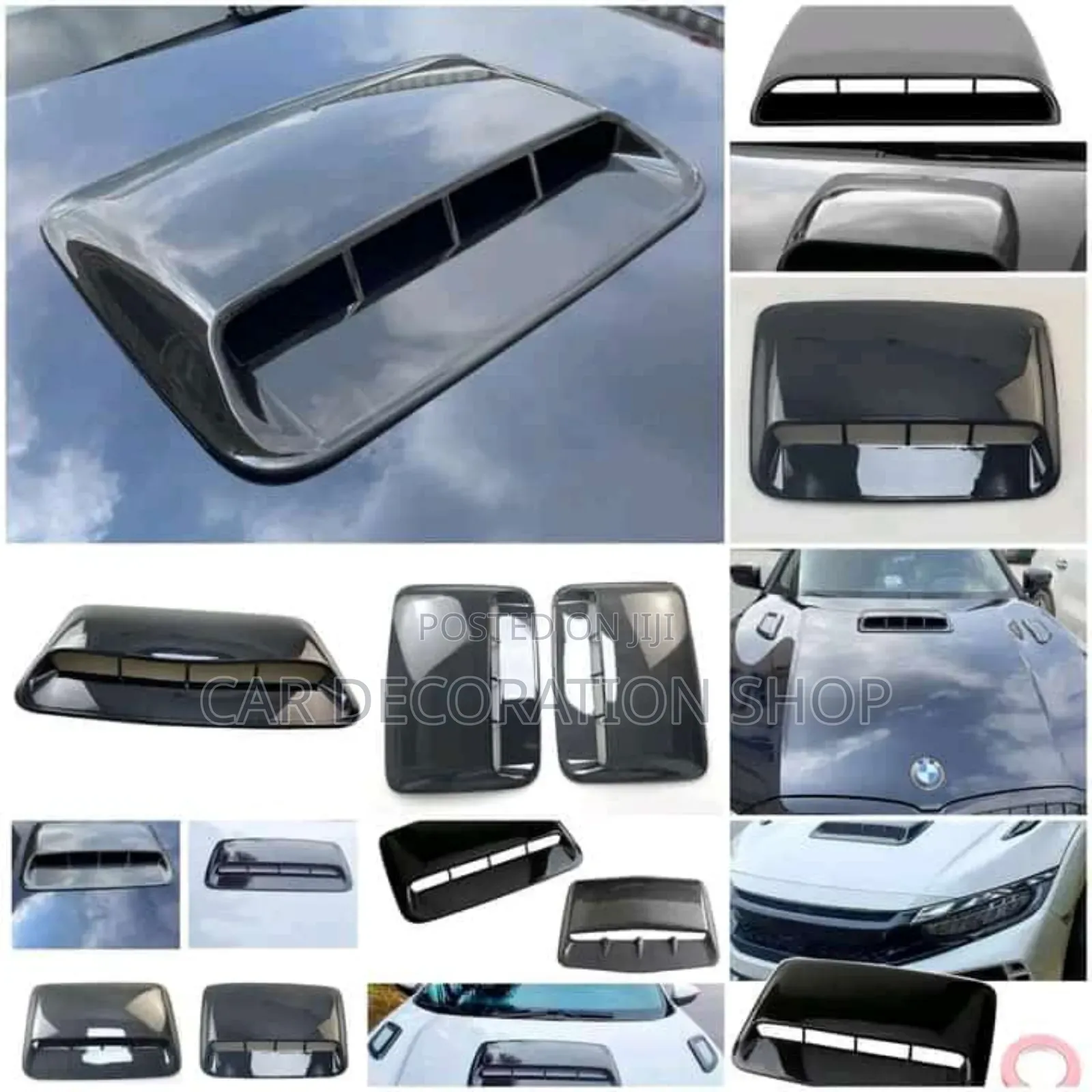 Bonnet Plastic Self Adhesive Hood Scoop in Gloss Black