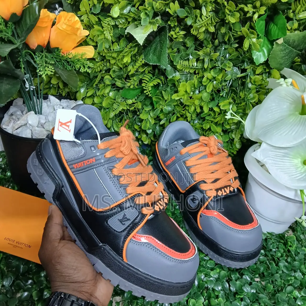 Lv Trainer Maxi Orange Black Sizes. 40-44