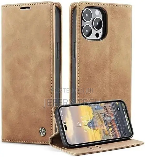 Case for iPhone 16 Pro Max, Wallet Case Matte Leather, Folda