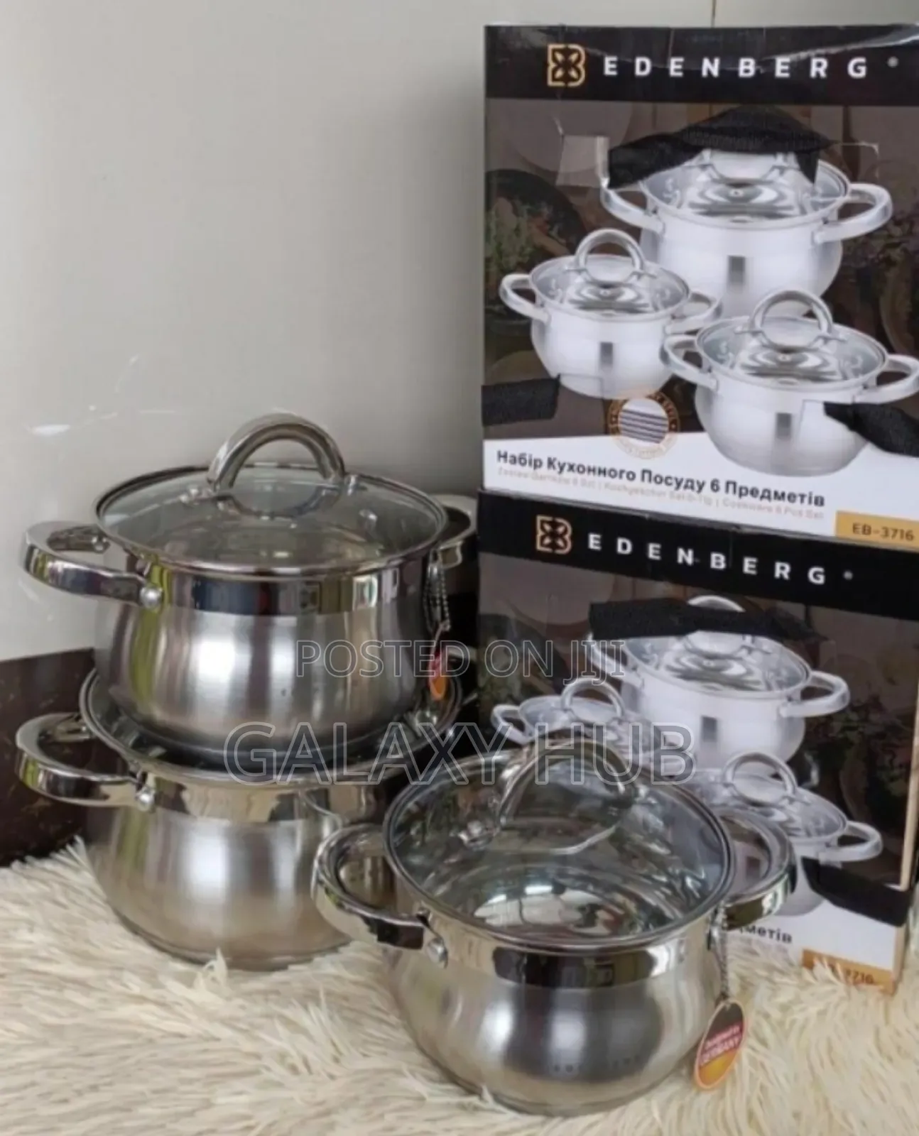 6 Pieces Edenburg EB-3716 Stainless Steel Cookware Set