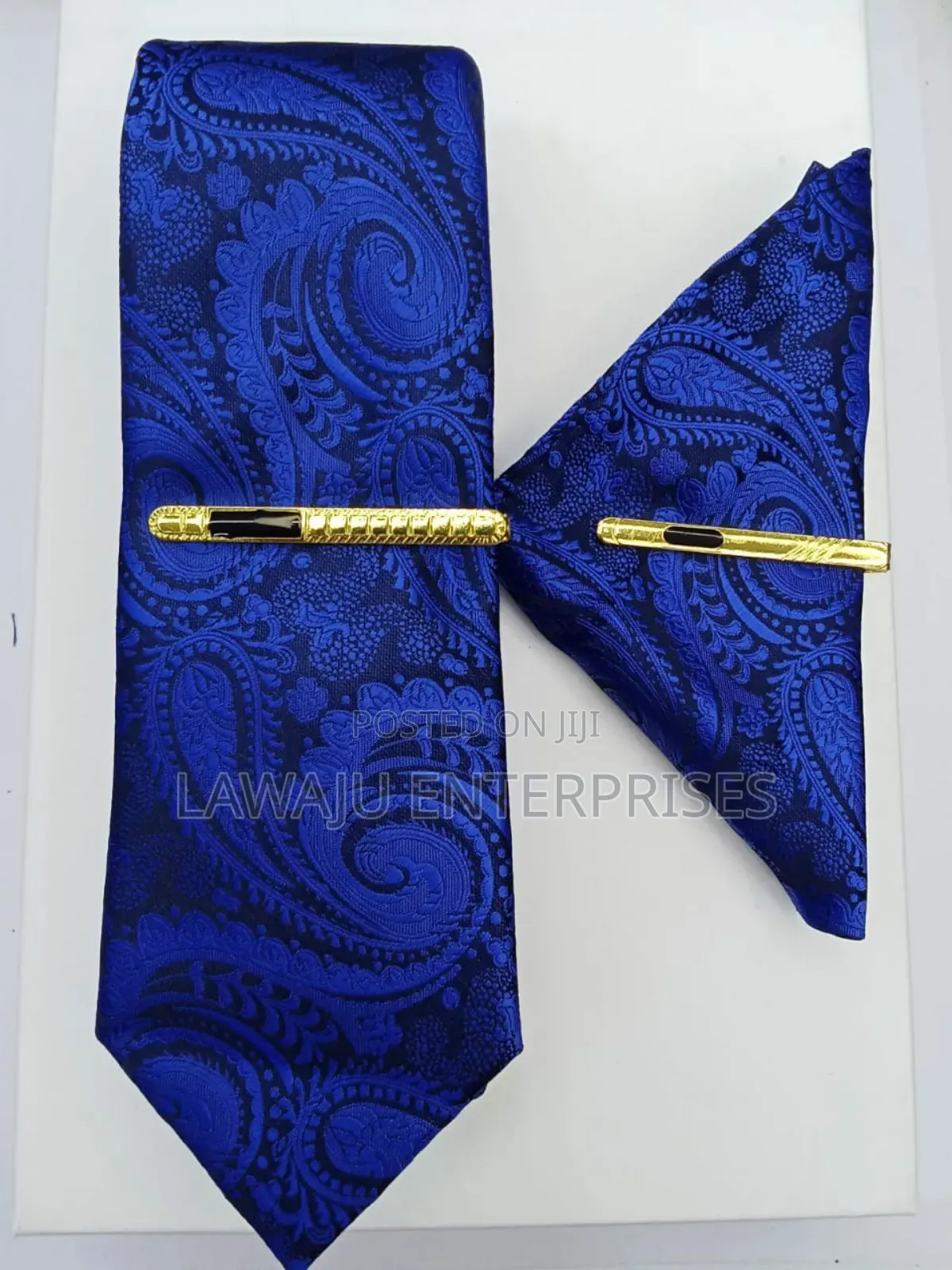 Royal Blue Men's Tie With Pocket Square