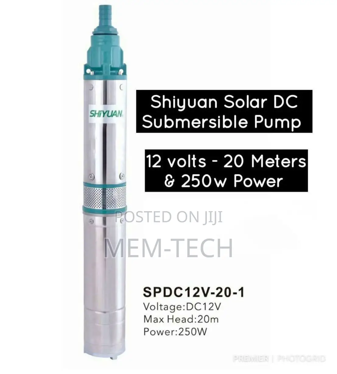 Shiyuan Solar Dc Submersible Pump 12v-20m