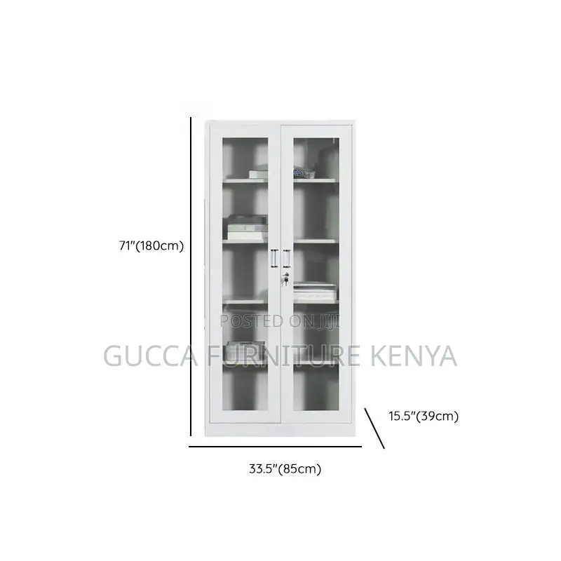 Cabinets:Full Glass 2door Contemporary Steel Storage Cabinet