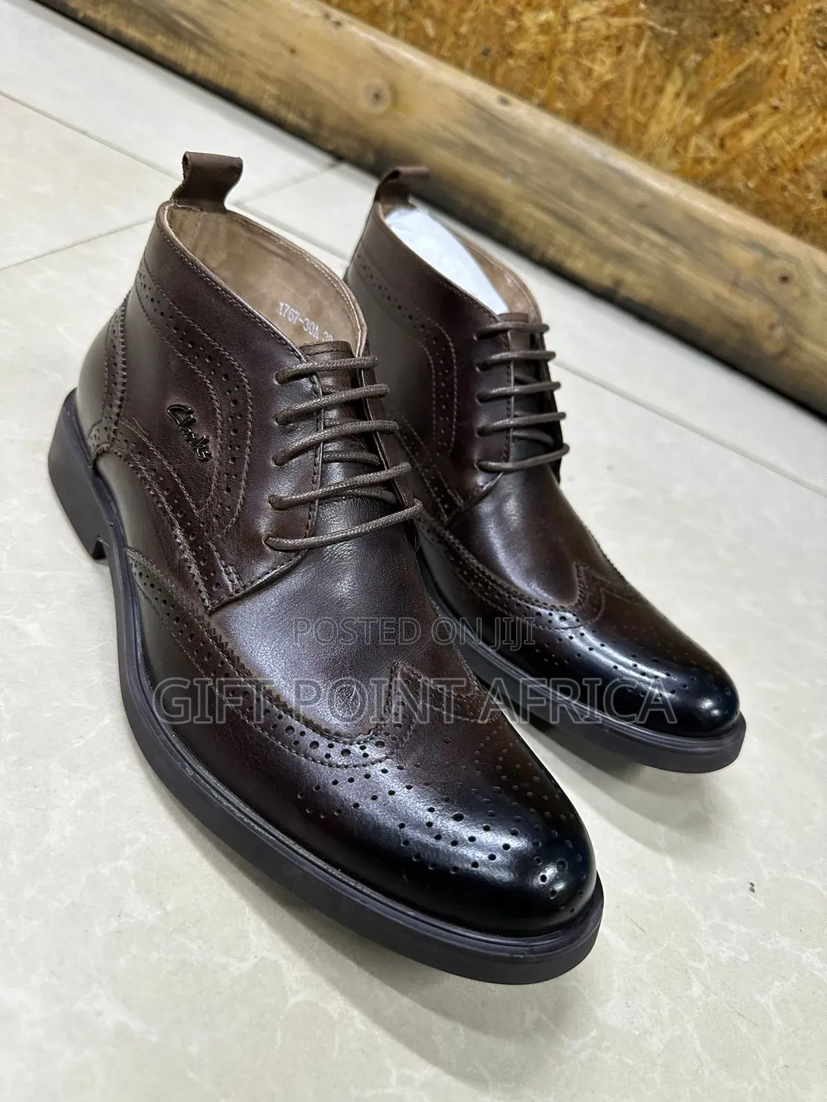 Coffee Brown Leather Official Clarks Boots for Men