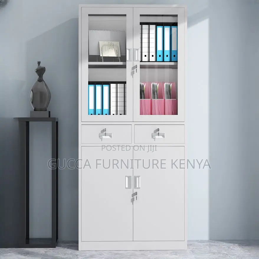 Cabinets:Simple 2-Door Steel Storage Cabinet With Drawers