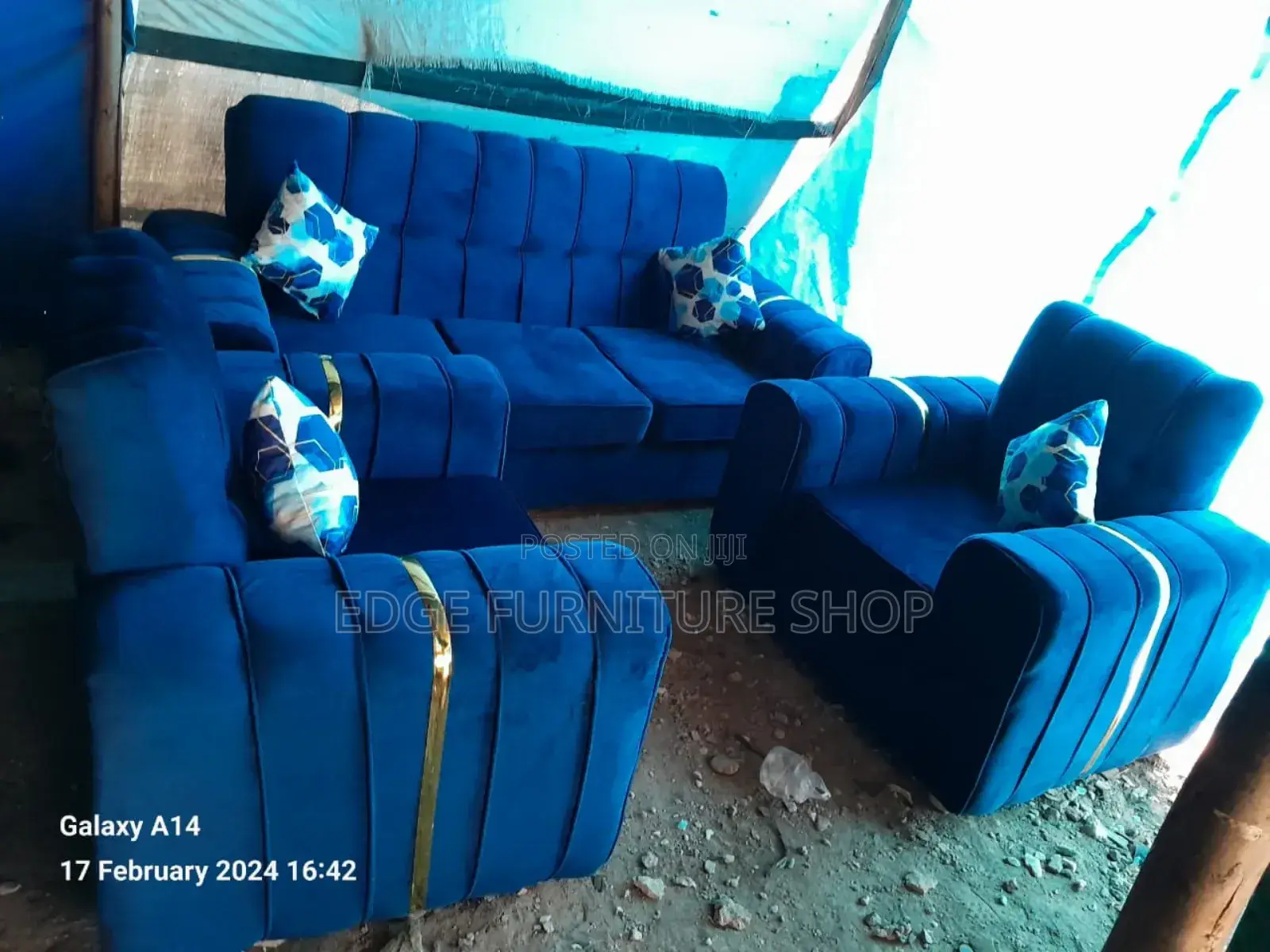 Five Seater Sofa Set Blue in Colour