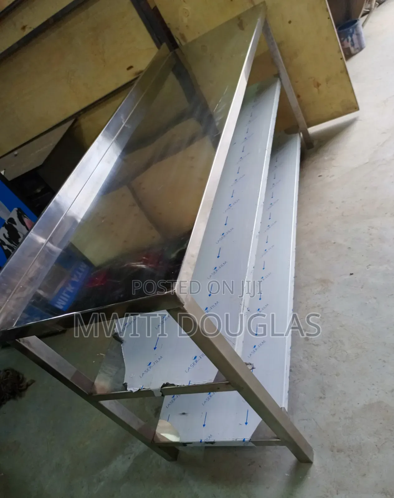 Executive Double Shelves Stainless Working Table Top