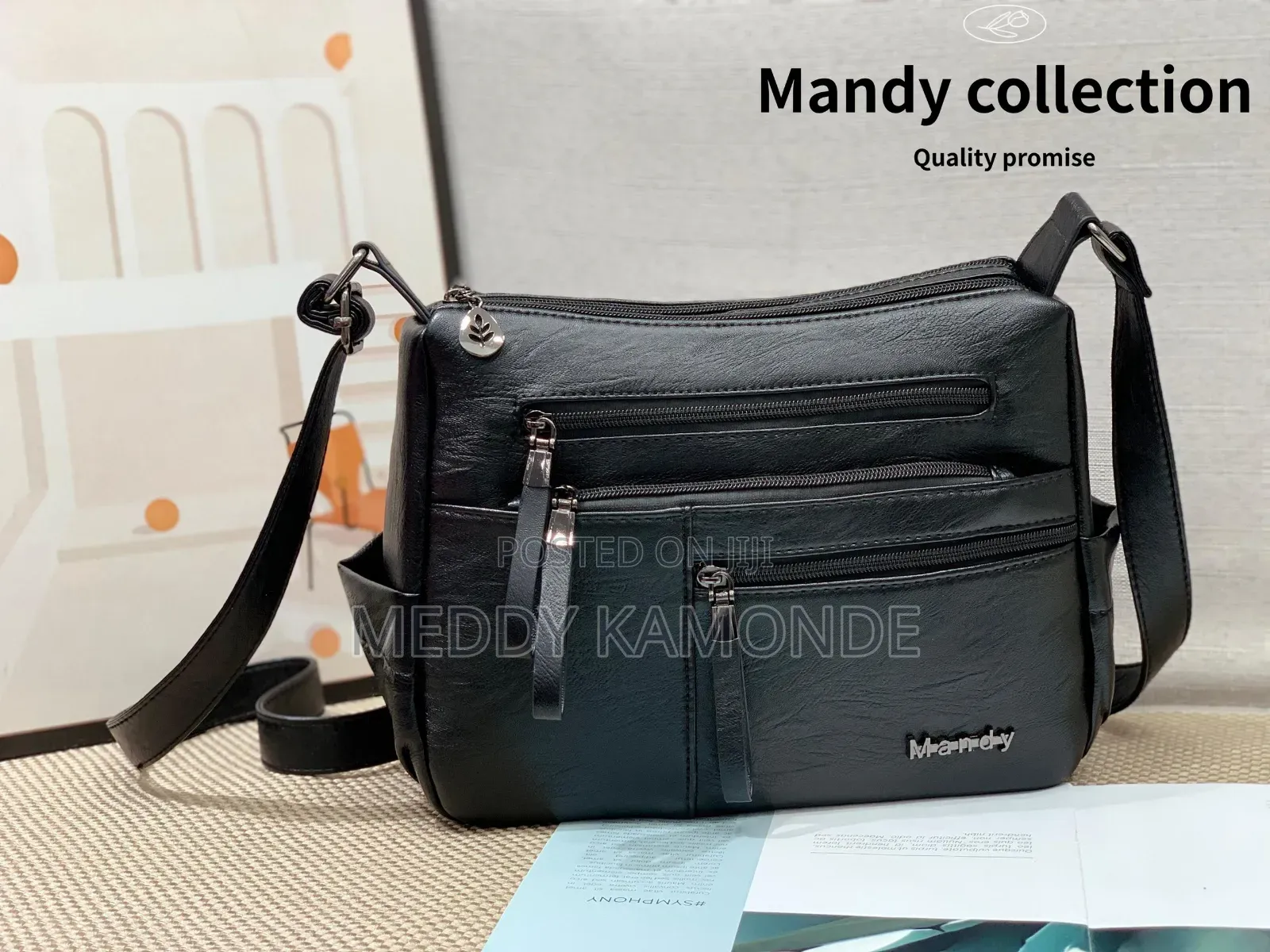 Peach/Black Sling Bag