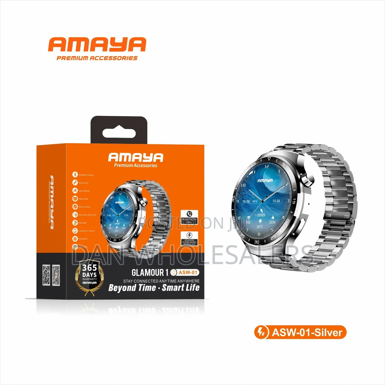 Amaya Glamour 1 Smart Watch With Metallic Straps