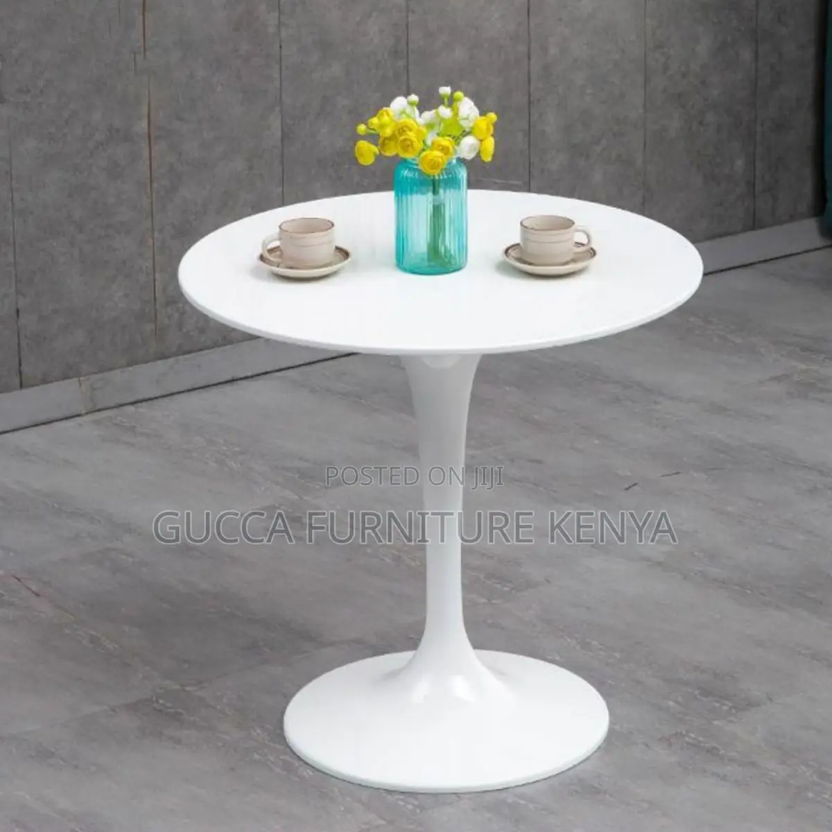 Dining Tables: Contemporary Round White Marble Dining Table