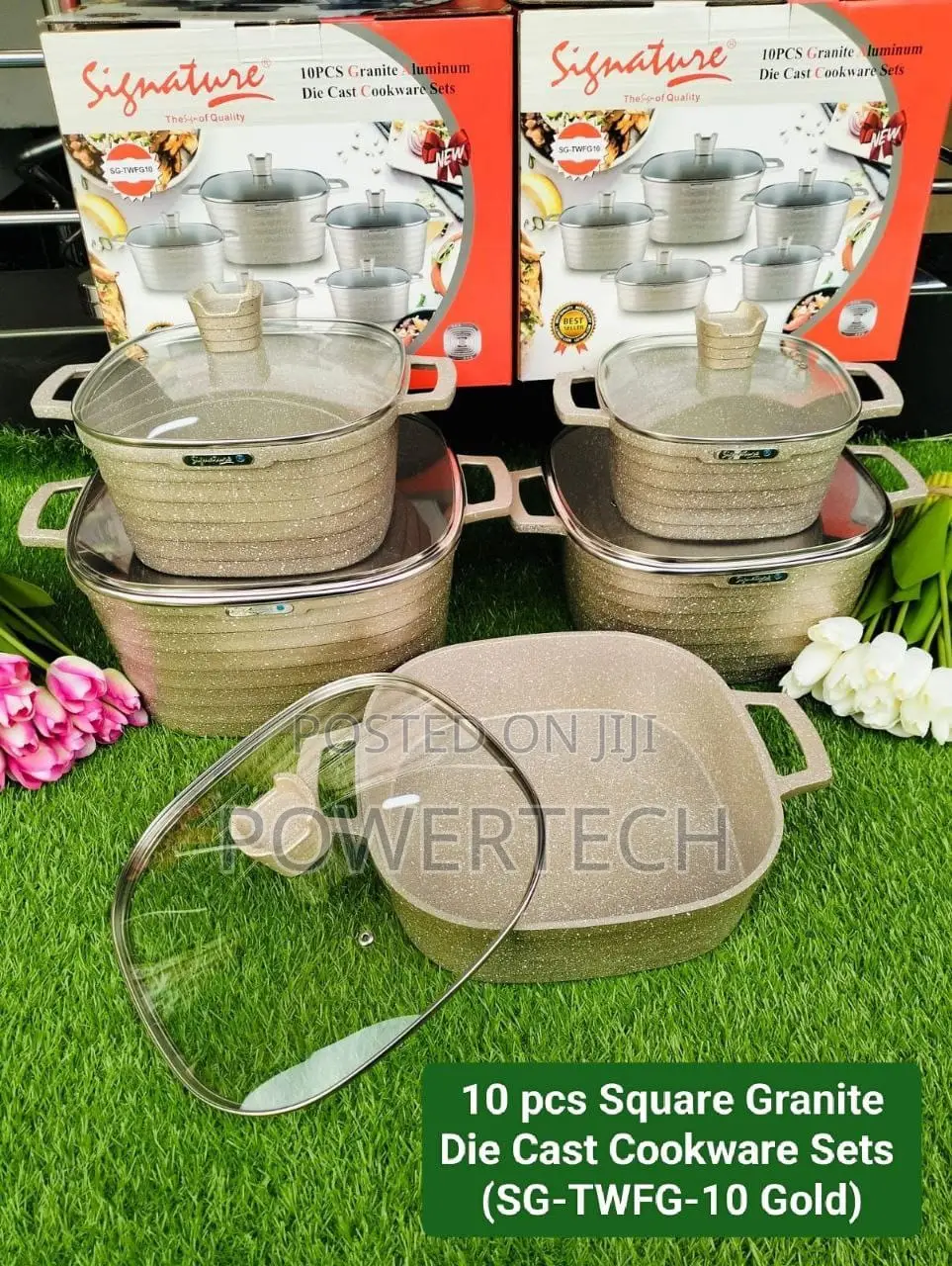 Signature 10 PCS Square Granite Die Cast Cookware Sets