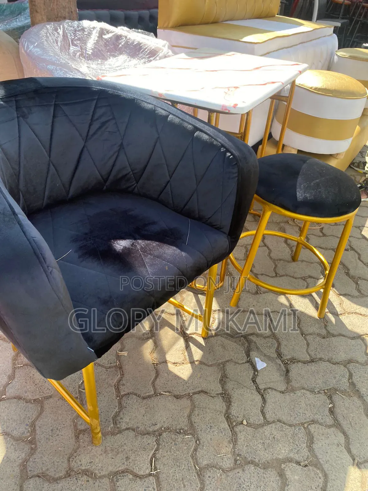 Black Set Manicure Chair and Stool