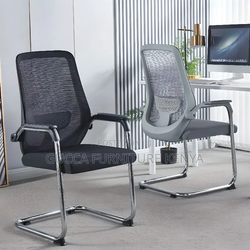 Office Chairs:Midnight Black Office Mesh Guest Waiting Chair