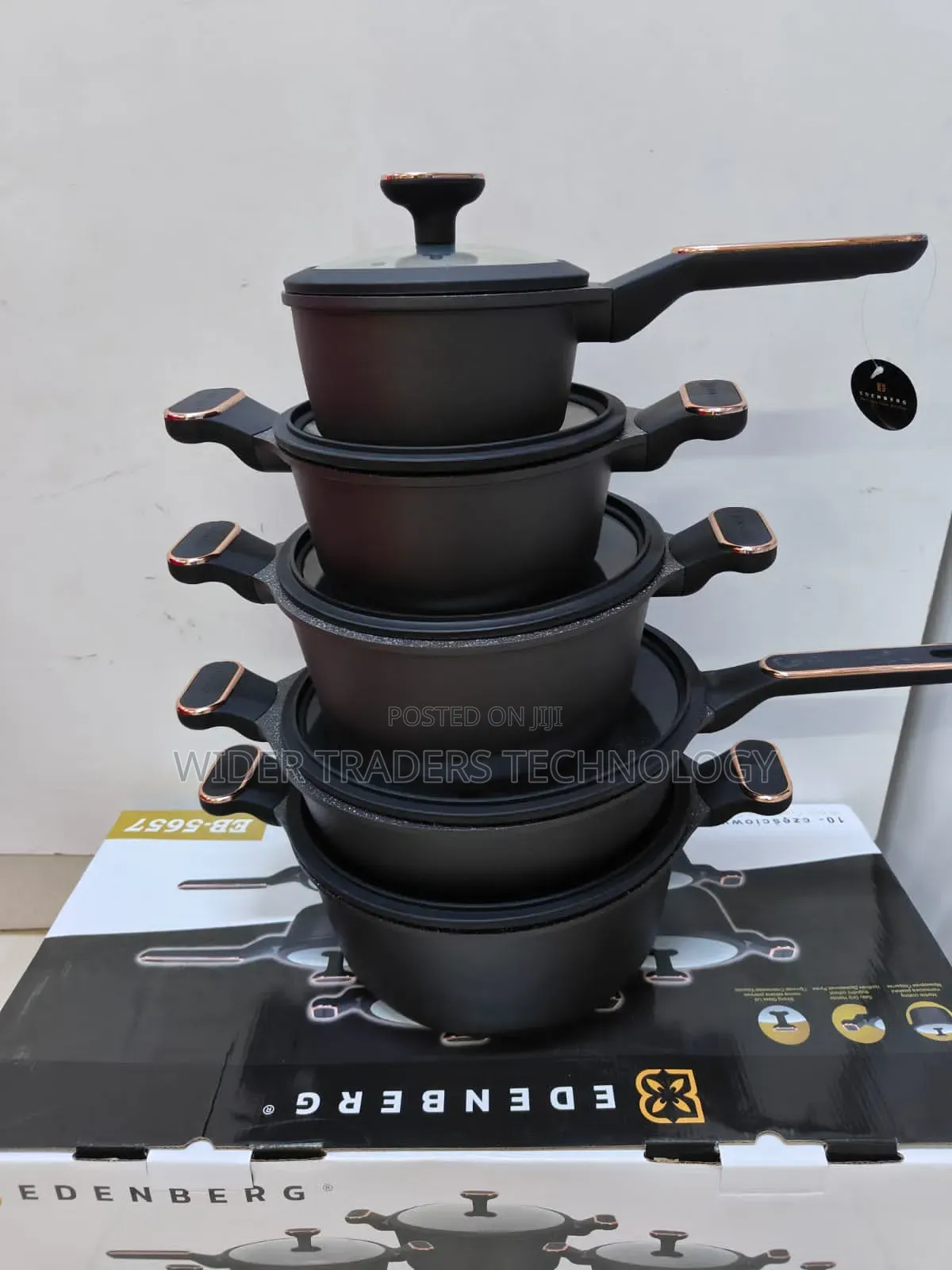 Edenberg Nonstick Cooking Pots 
10 PCS Sets
Black