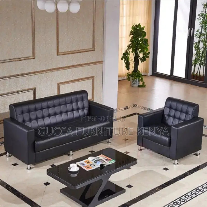 Sofas: Quality Leather 5-Seater Reception Office Sofa