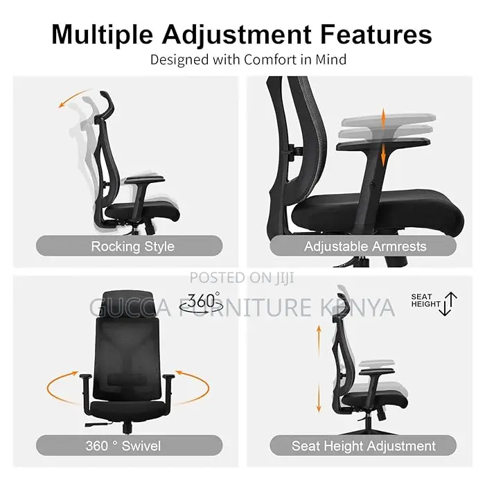 Office Chairs: Ergonomic Modern Desk Chair With Headrest