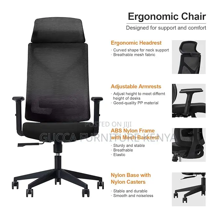 Office Chairs: Ergonomic Modern Desk Chair With Headrest
