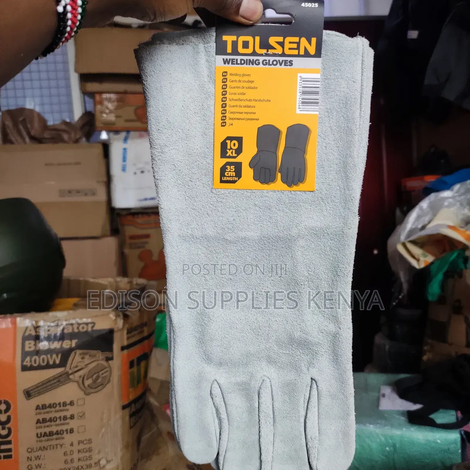 Tolsen Welding Gloves Grey Leather Long Cuff Welding Gloves