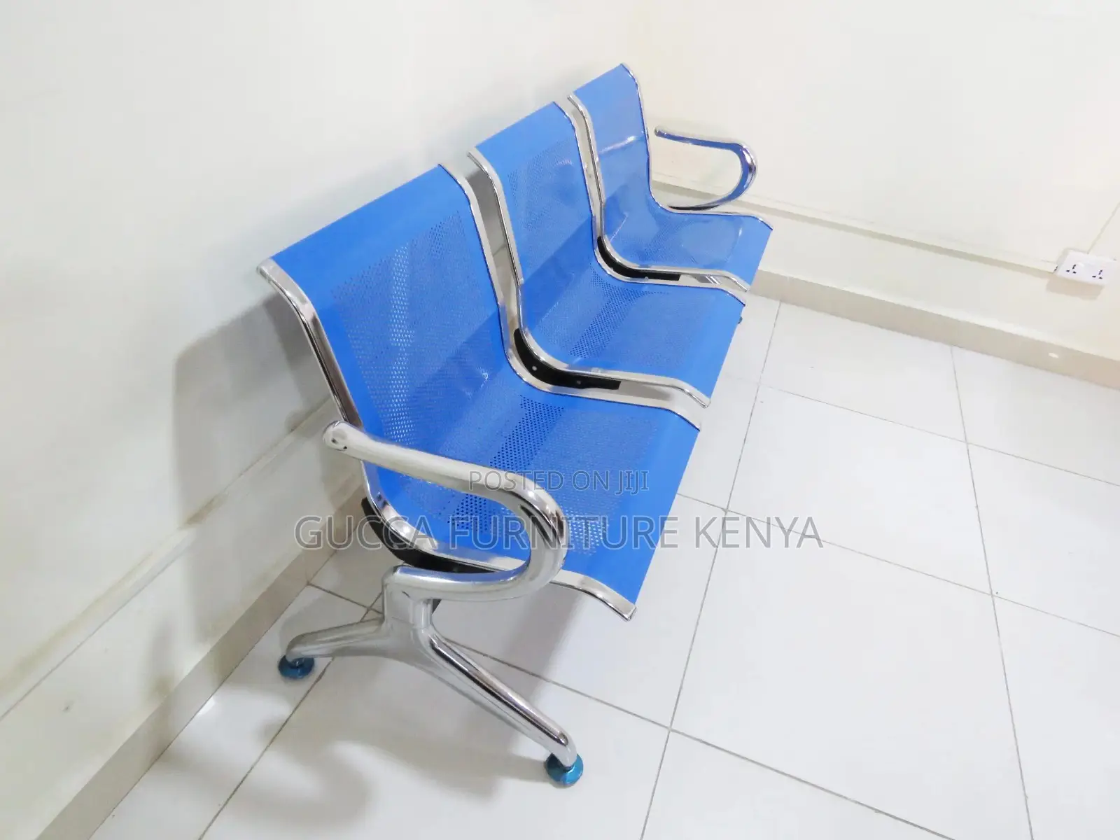 Benches:3-Link Metallic Office Reception Waiting Bench