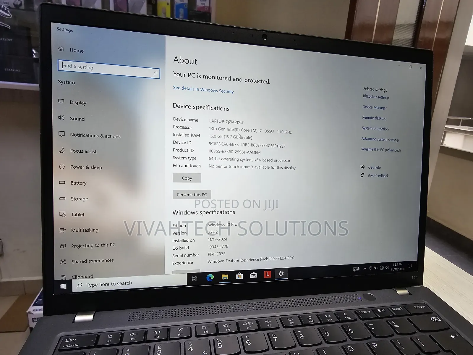 New Laptop Lenovo ThinkPad T14 G4 16GB Intel Core I7 SSD 512GB
