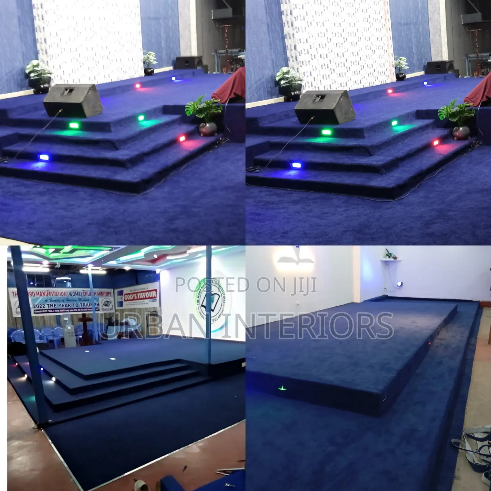 Wall to Wall Blue Carpey With Lights