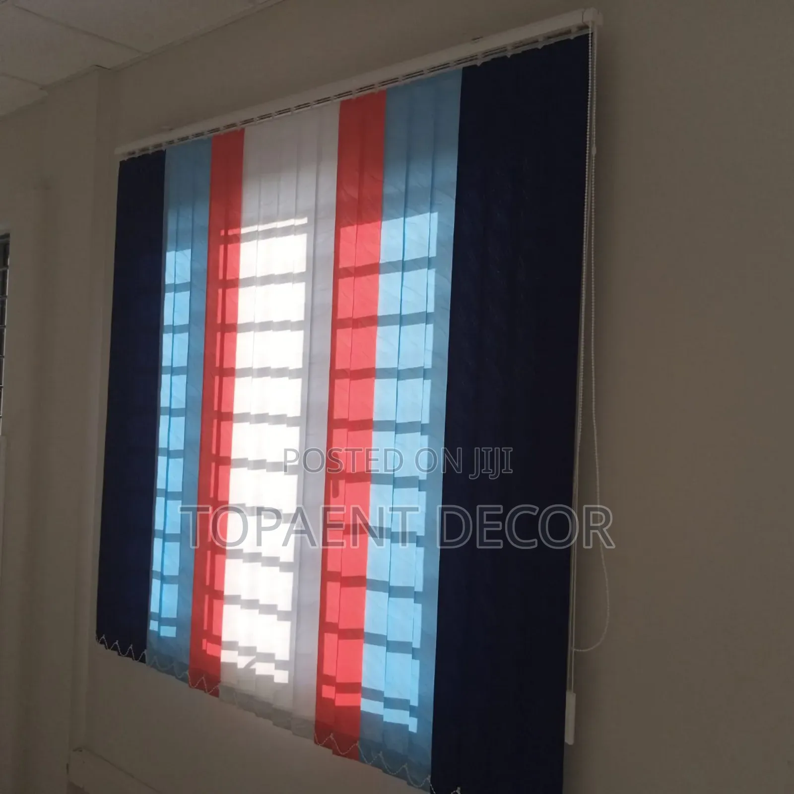Black Blue Red and White Vertical Mix Window Blinds