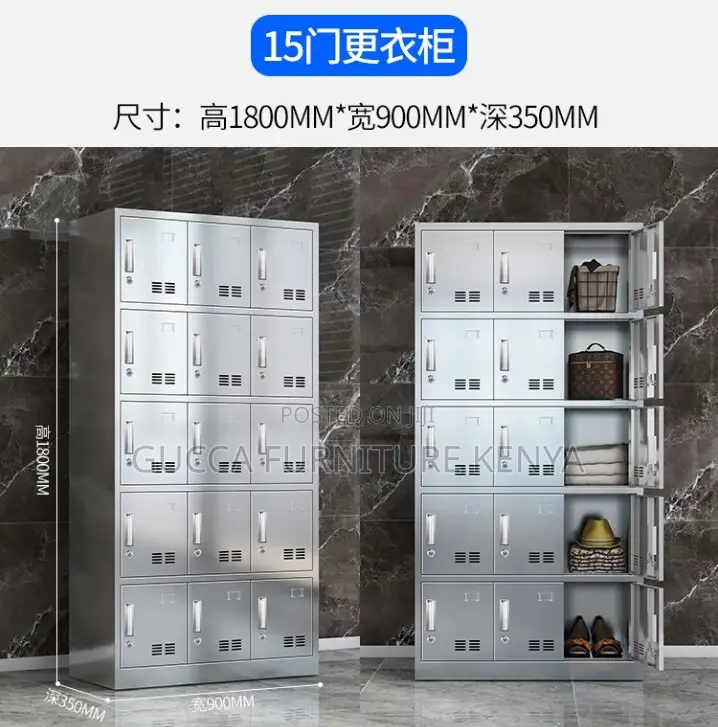 Cabinets:15-Door Locker Stainless Steel Staff Cabinet