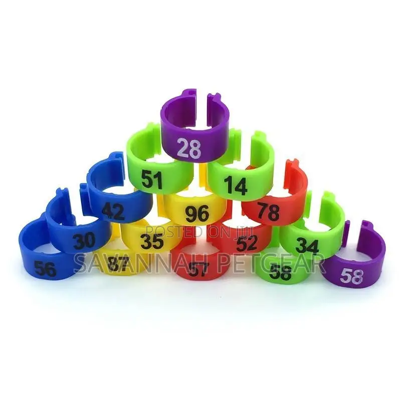 100PCS Plastic Open-Loop Poultry Ankle Rings in 6 Colors