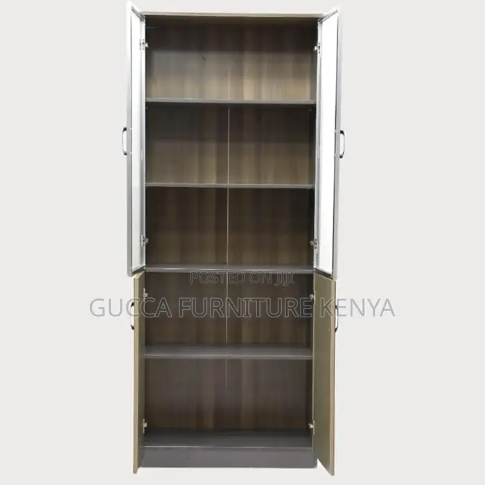 Cabinets:2-Door Glass Wooden Storage Office Cabinet
