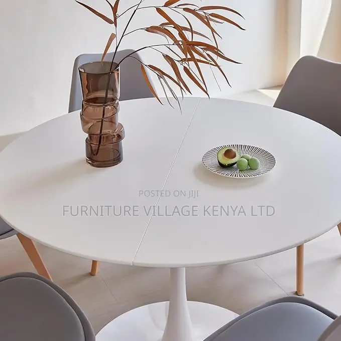 Dining Table: Marble White Round Dining Table