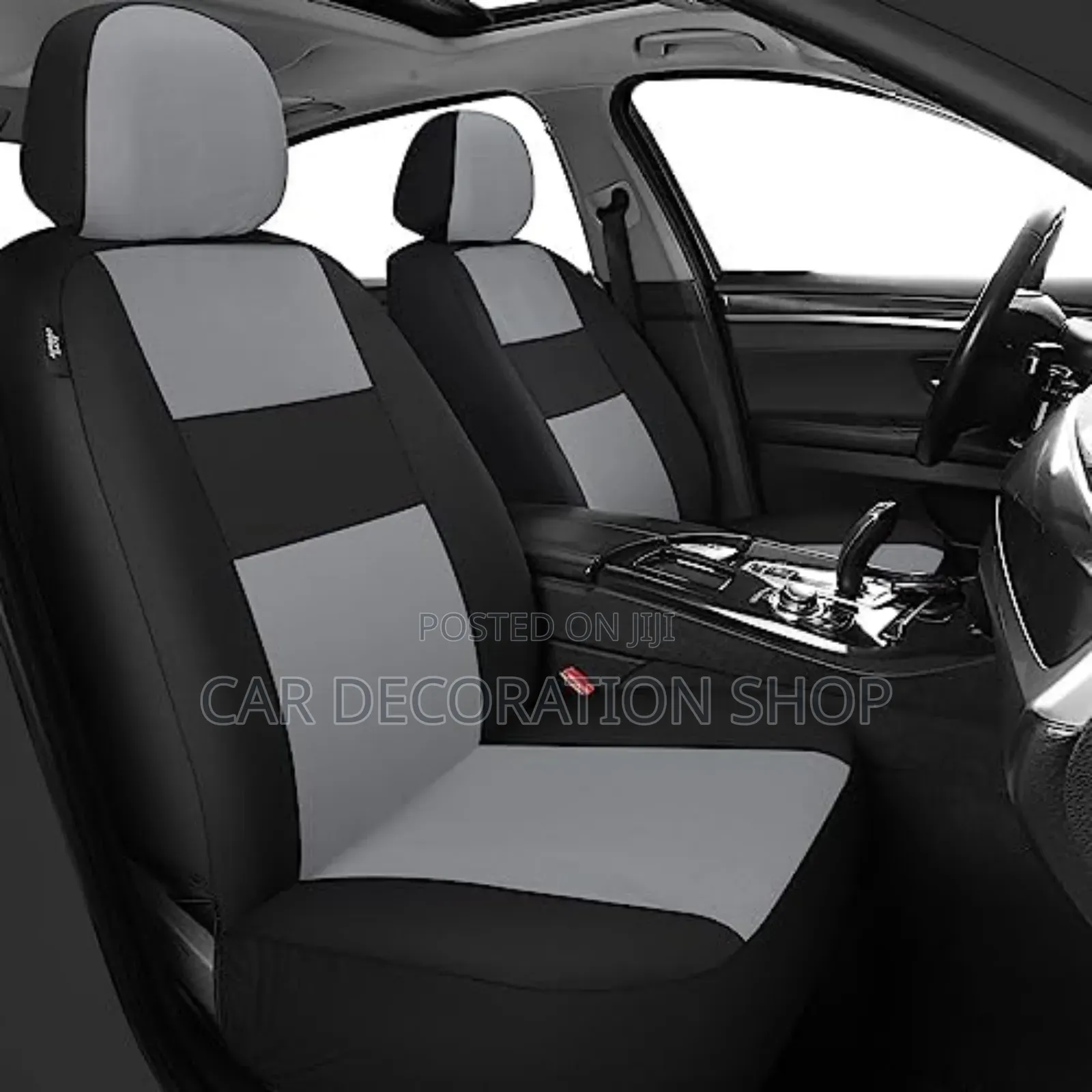 Black Grey Polyester Fabric Cloth Rear and Front Seat Covers