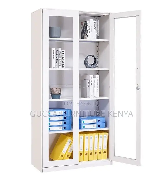 Cabinets: Full-Glass 2-Door Steel Filling Office Cabinet