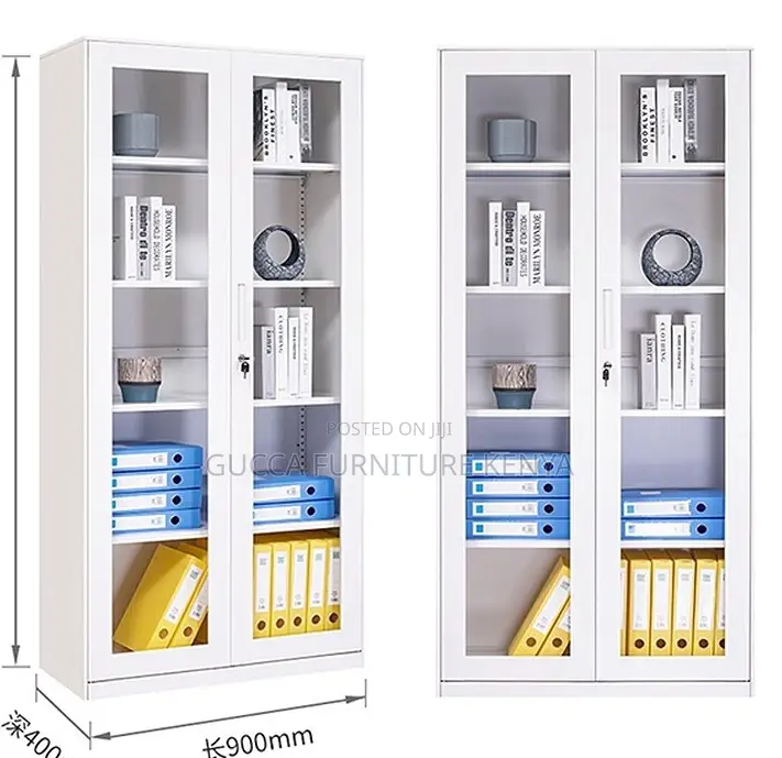 Cabinets: Full-Glass 2-Door Steel Filling Office Cabinet