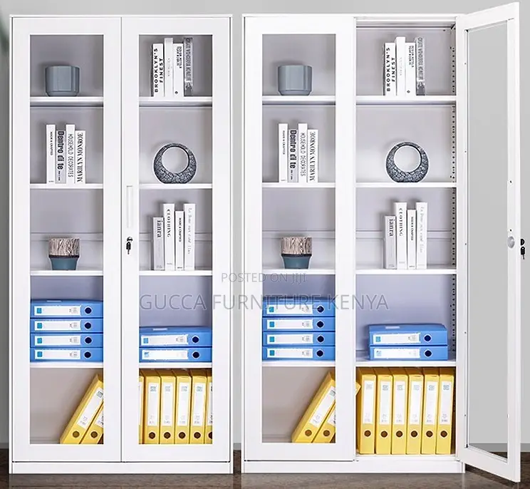 Cabinets: Full-Glass 2-Door Steel Filling Office Cabinet
