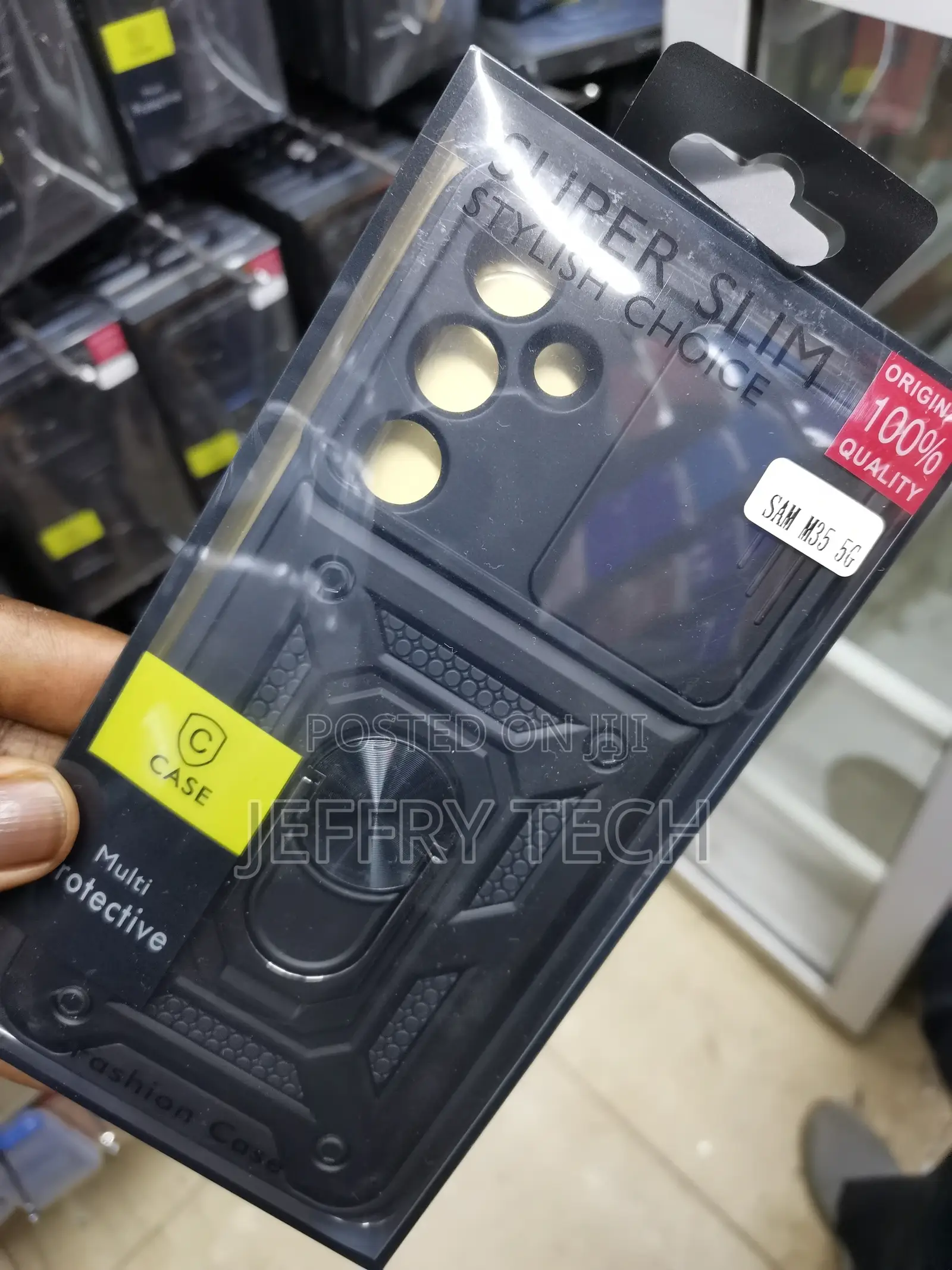 Hard Camshield Case for Samsung Galaxy M35 With Ring-Black