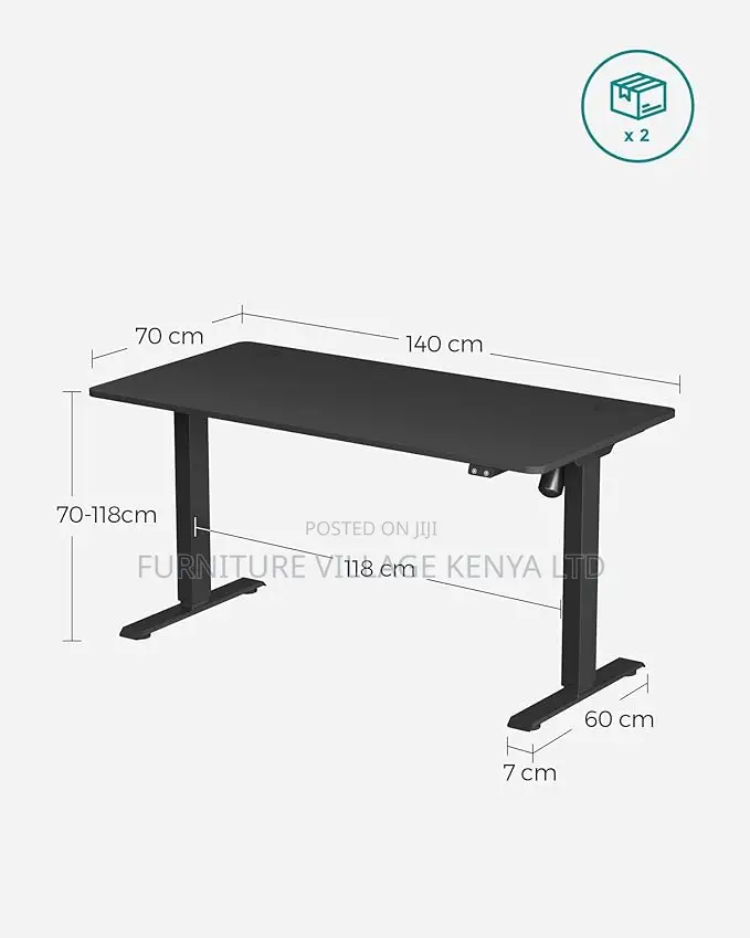 Office Desk: Black Height Electric Adjustable Desk