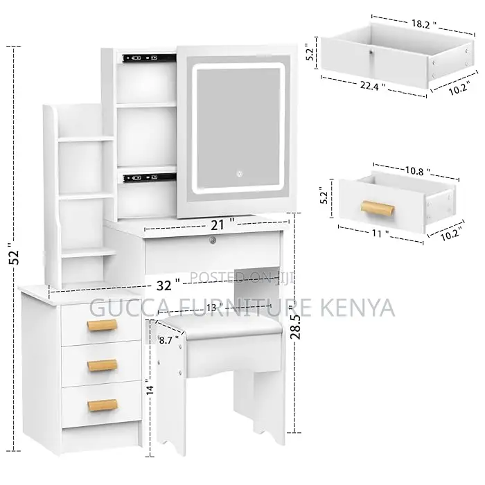 Dressers: Cosmetic Bedroom Table With Mirror and Stool