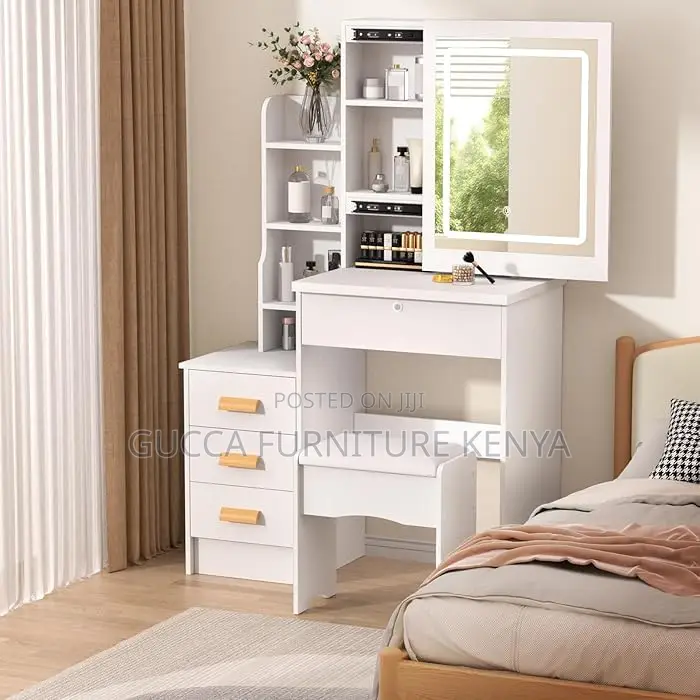 Dressers: Cosmetic Bedroom Table With Mirror and Stool