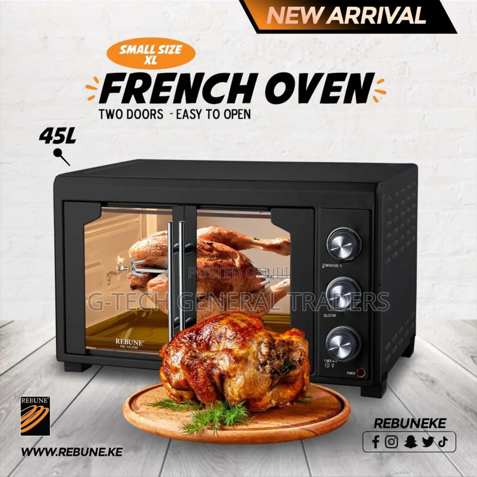 Rebune Commercial Oven 45l With Temperature Control Settings