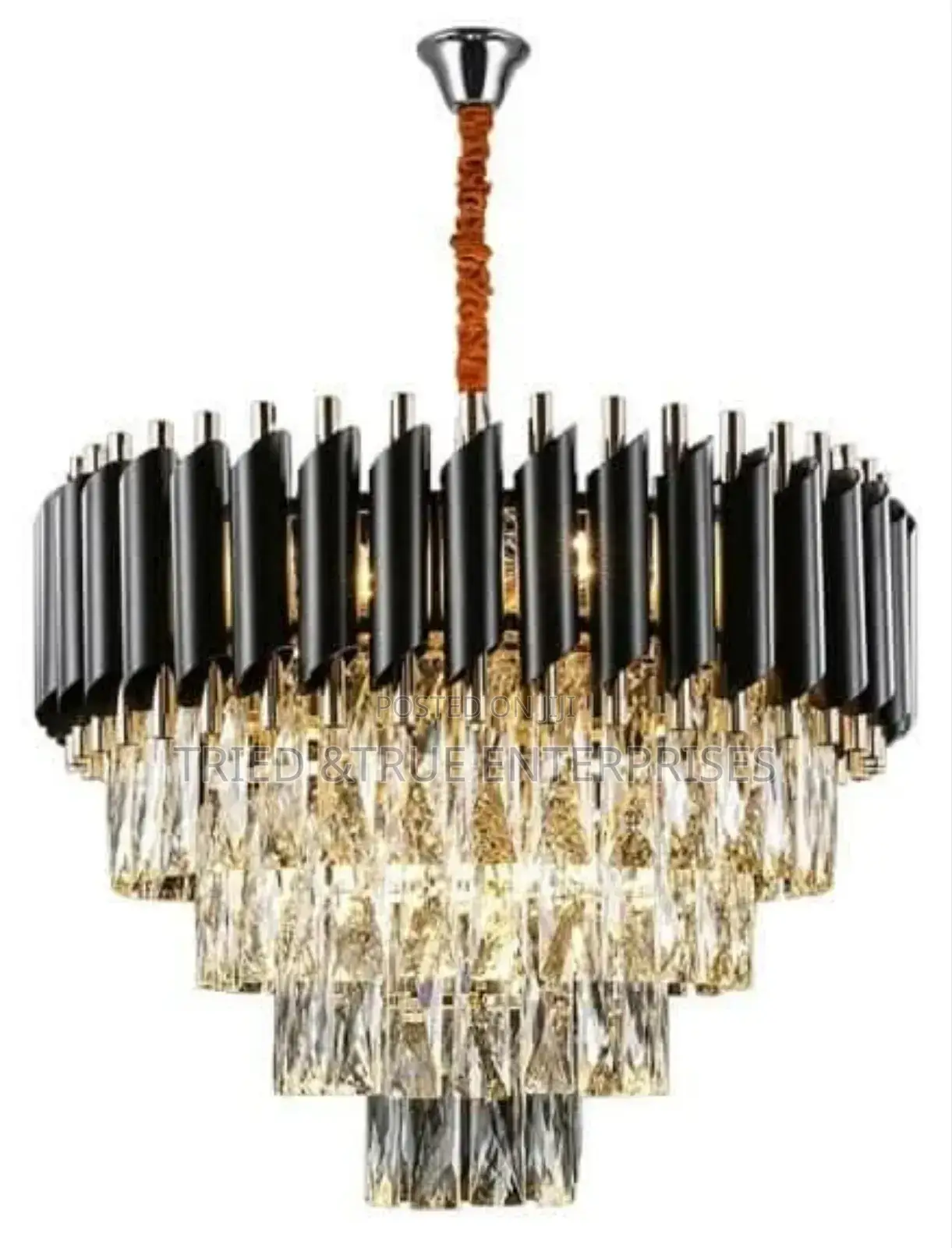 Round Indoor Black Gold Chandelier Light Size 400 Jtf5