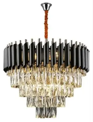 Round Indoor Black Gold Chandelier Light Size 400 Jtf5