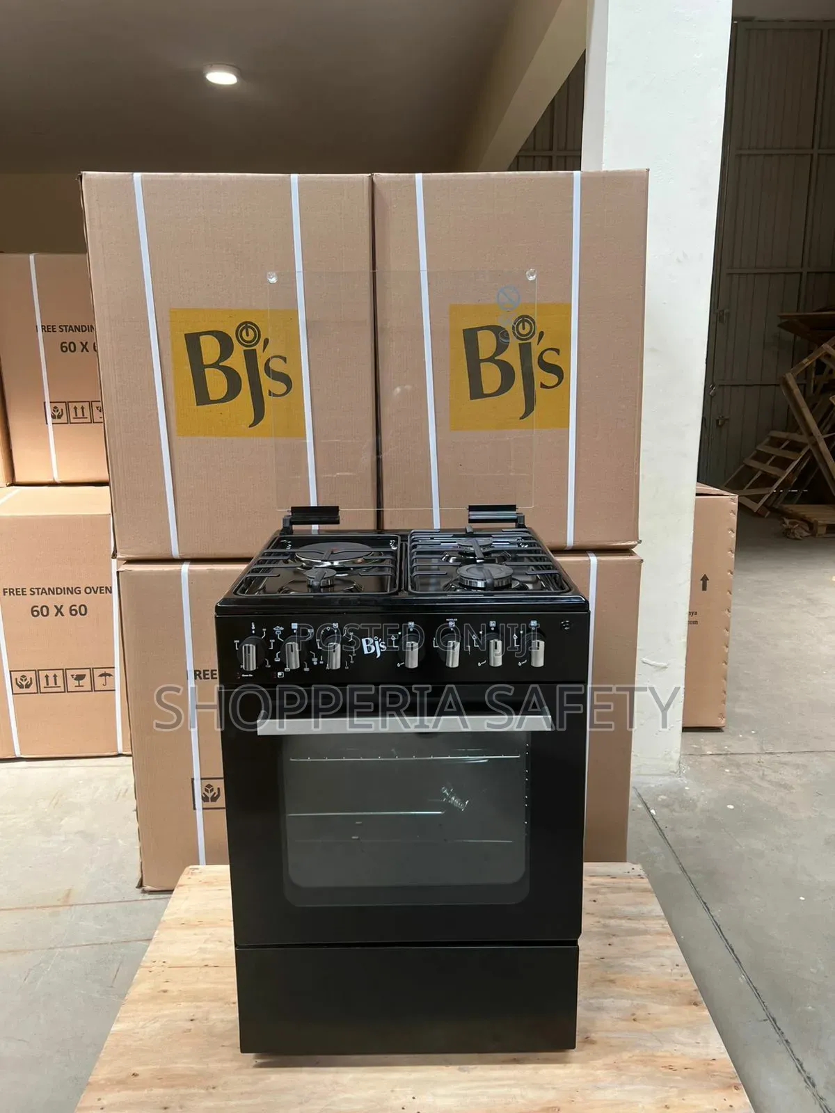 New Model Black BJS 60X60 3-Gas+1 Hot Plate With Turbo-Fan