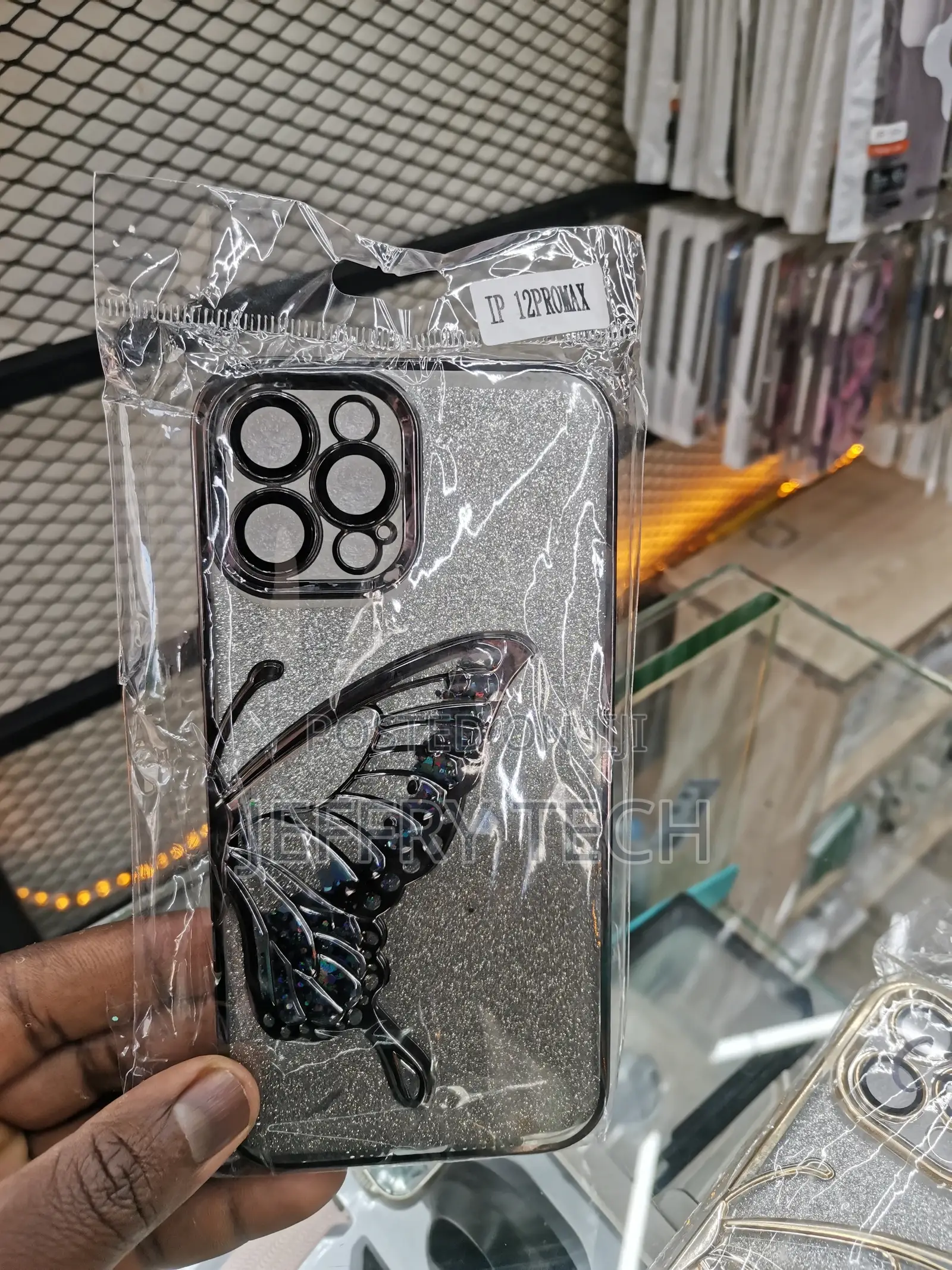 iPhone 12 Pro Max Butterfly Plated Glitter Case-Silver