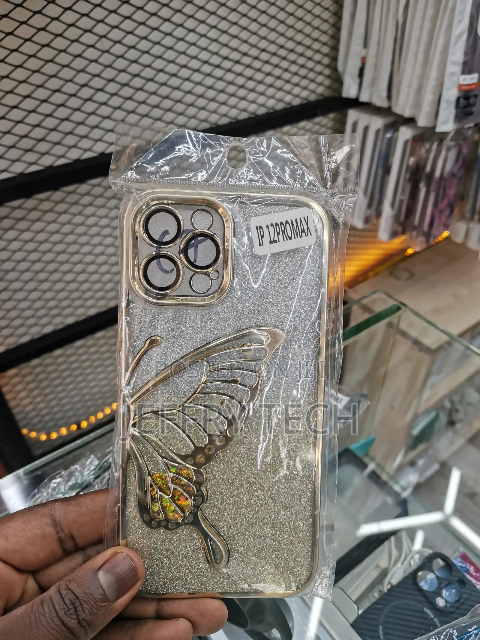 Glitter iPhone 12 Pro Max Butterfly Golden Plating Design