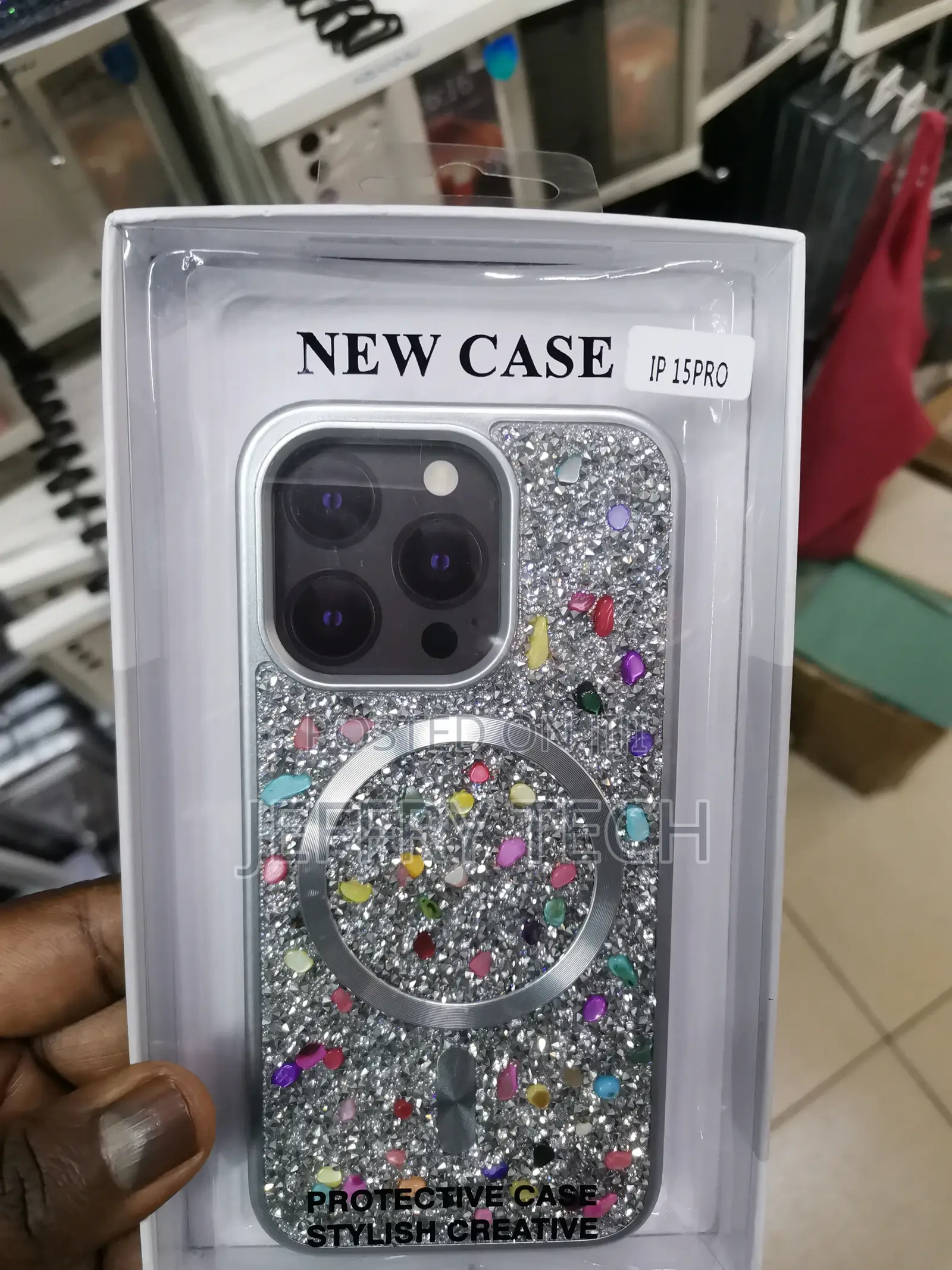 iPhone 15 Pro Bling Glitter Magsafe Rhinestone Case-Gray