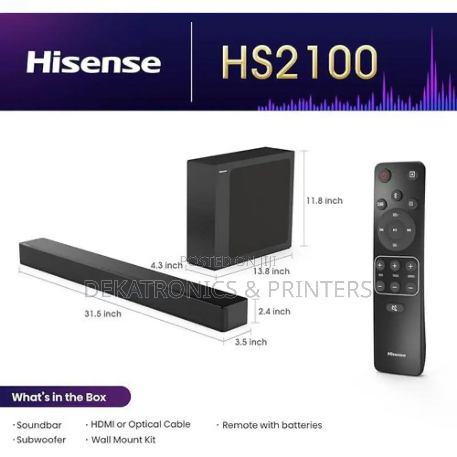 Hisense Hs3100 Sound Bar 3.1 Ch 480 Watts