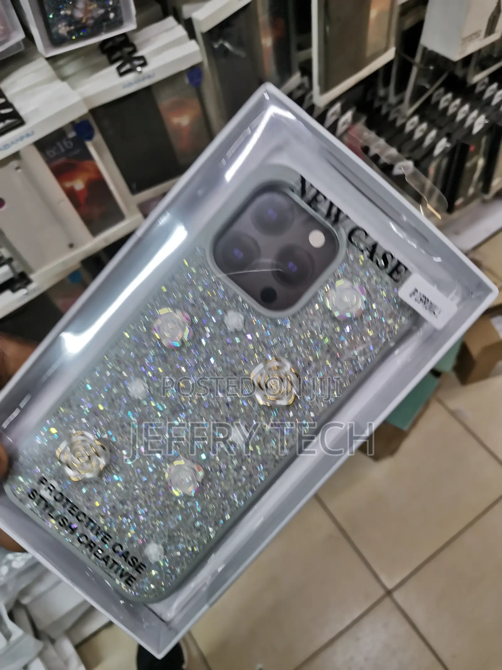 Rose Glitter Flower PC (Hard) Phone Case - iPhone 15 Pro Max