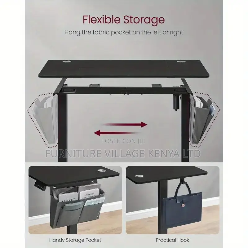 Office Desk: Black Electric Height Adjustable Desk