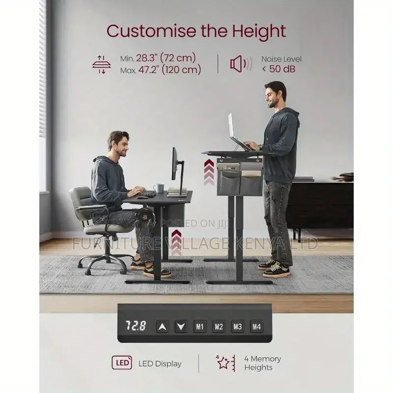 Office Desk: Black Electric Height Adjustable Desk